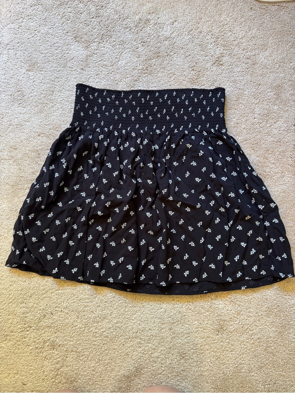 Mossimo Supply Co. Black Floral Smocked-Waist Skater Skirt